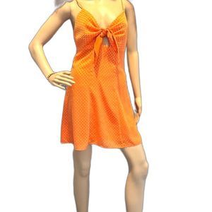 Alice + Olivia Designer dress Orange polka-dot texture mini  halter  size 2 NWT